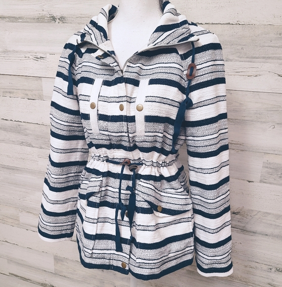 Ann Taylor LOFT Nautical Striped Coat Jacket